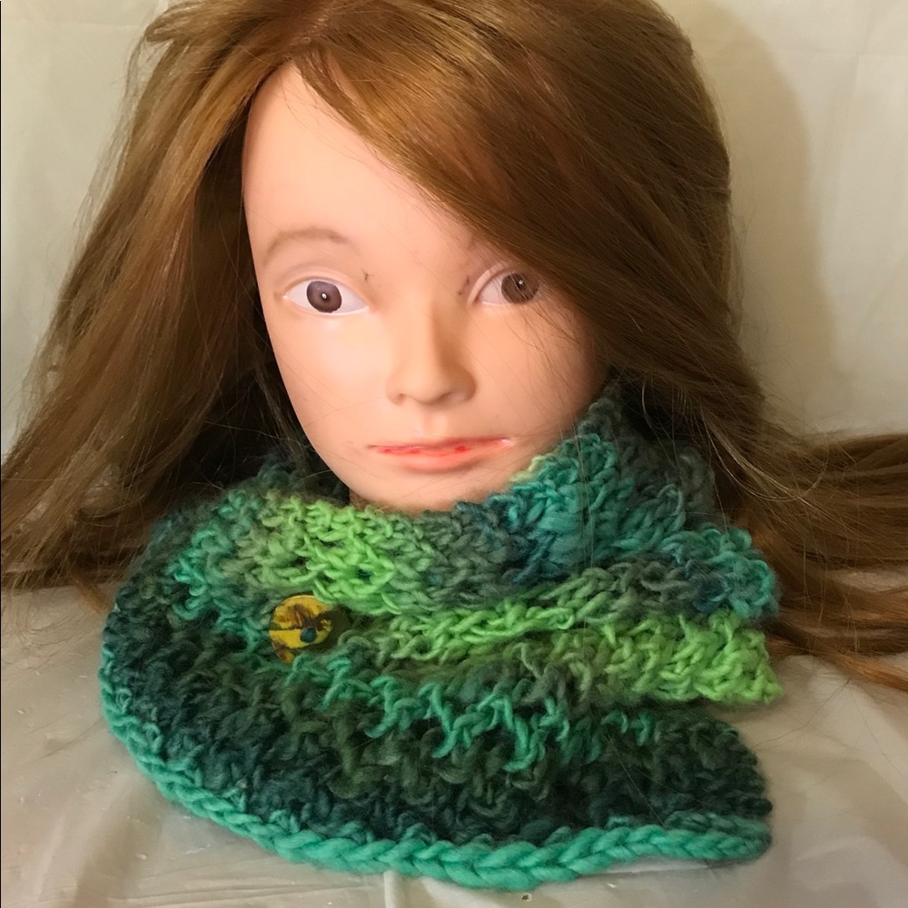 Hand knit by me- squishy wrap around scarf/cowl